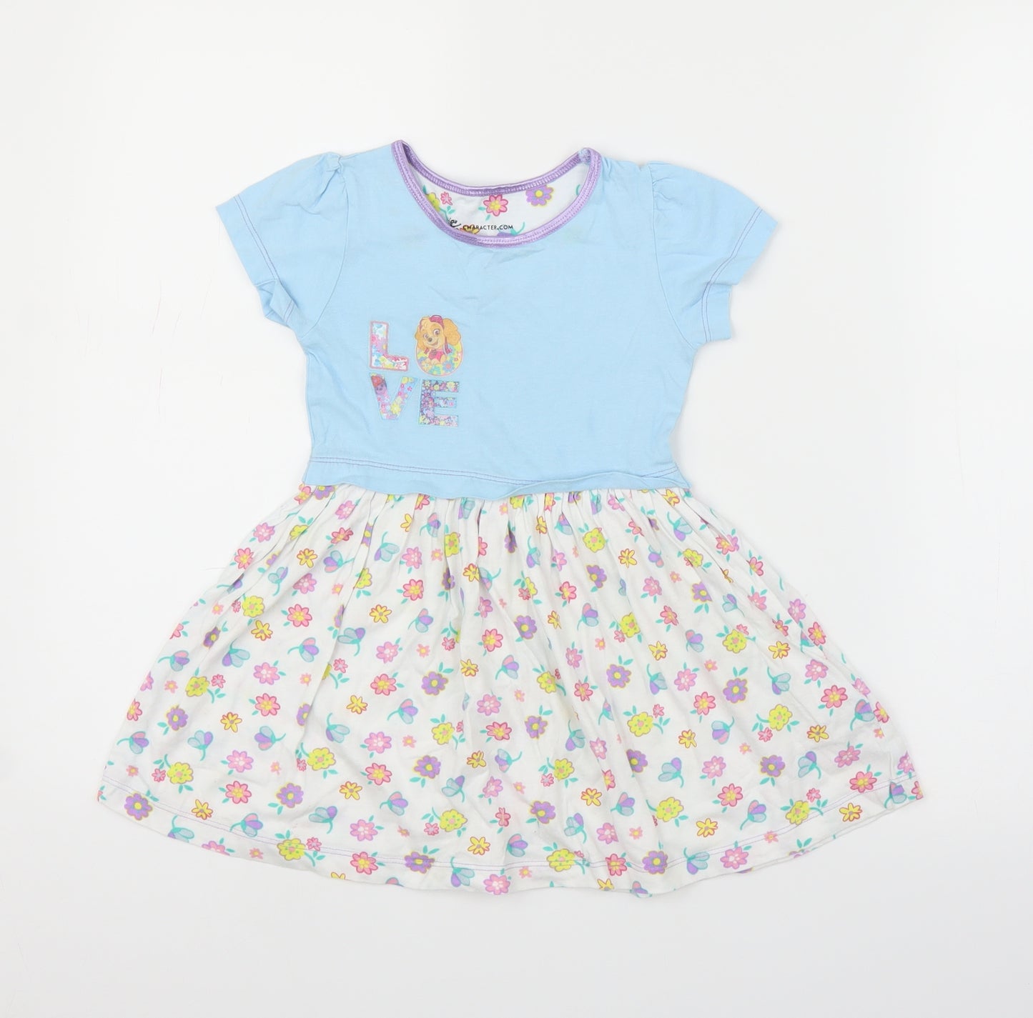 Character Girls Blue Floral  A-Line  Size 3 Years