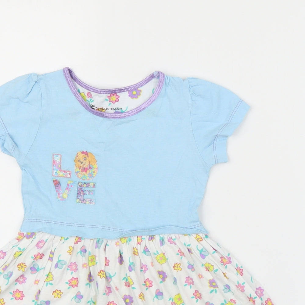 Character Girls Blue Floral  A-Line  Size 3 Years