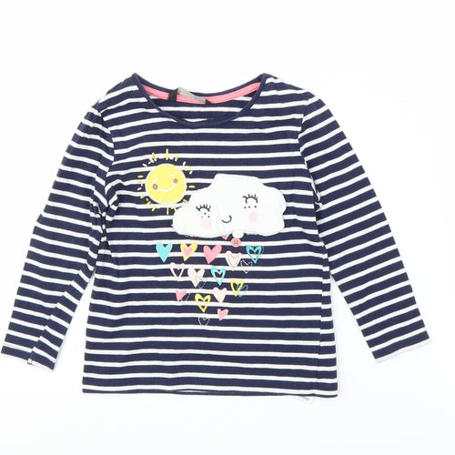 George Girls Blue Striped  Basic T-Shirt Size 2-3 Years