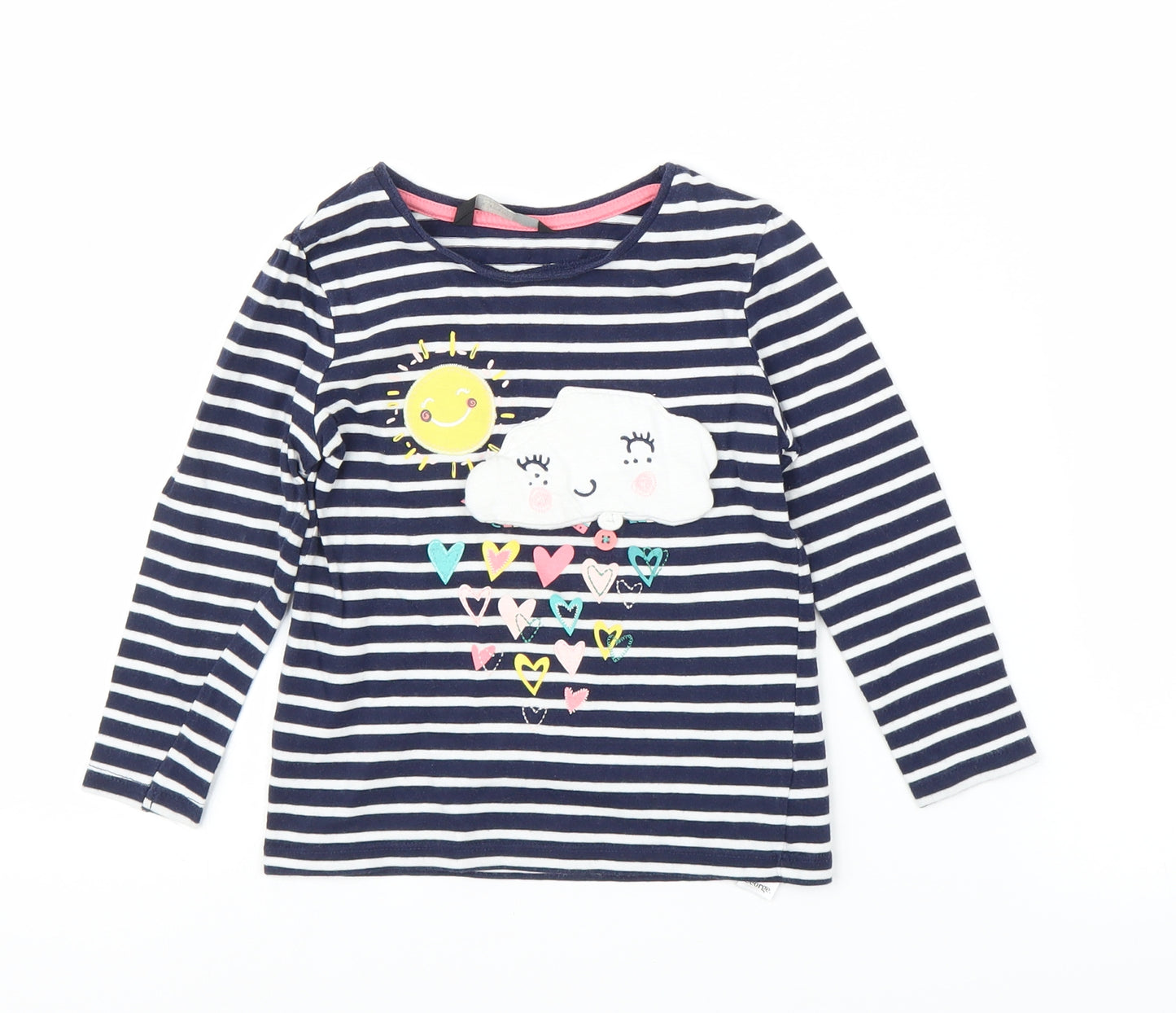 George Girls Blue Striped  Basic T-Shirt Size 2-3 Years
