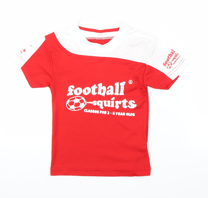 Football Squirts Boys Red Basic T-Shirt Size 3 Years - Football