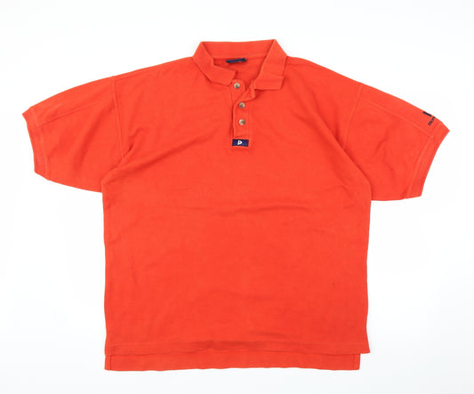 Front view of Donnay men’s red polo, size L