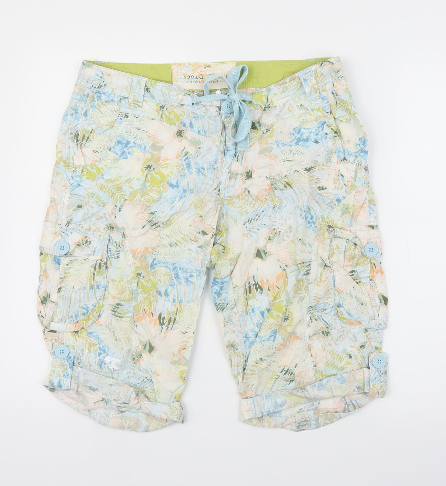 New Look Womens Green Floral  Cargo Shorts Size 12