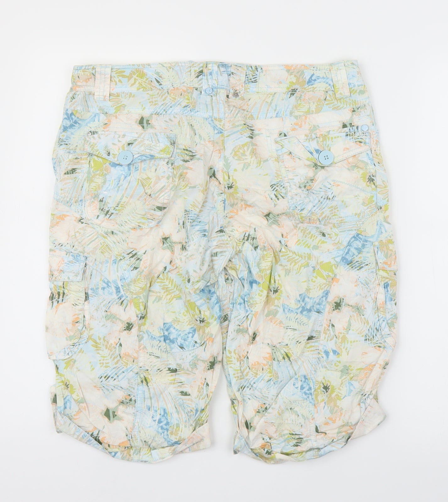 New Look Womens Green Floral  Cargo Shorts Size 12