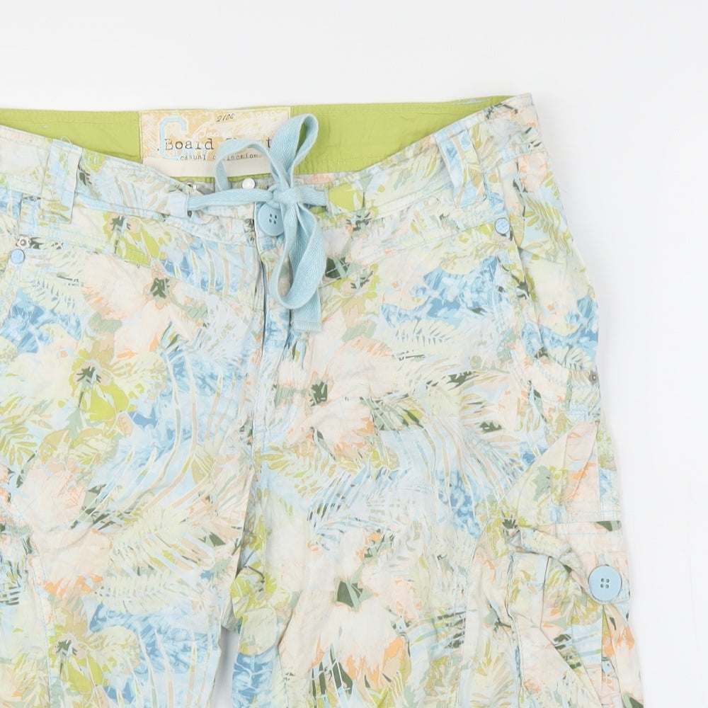 New Look Womens Green Floral  Cargo Shorts Size 12