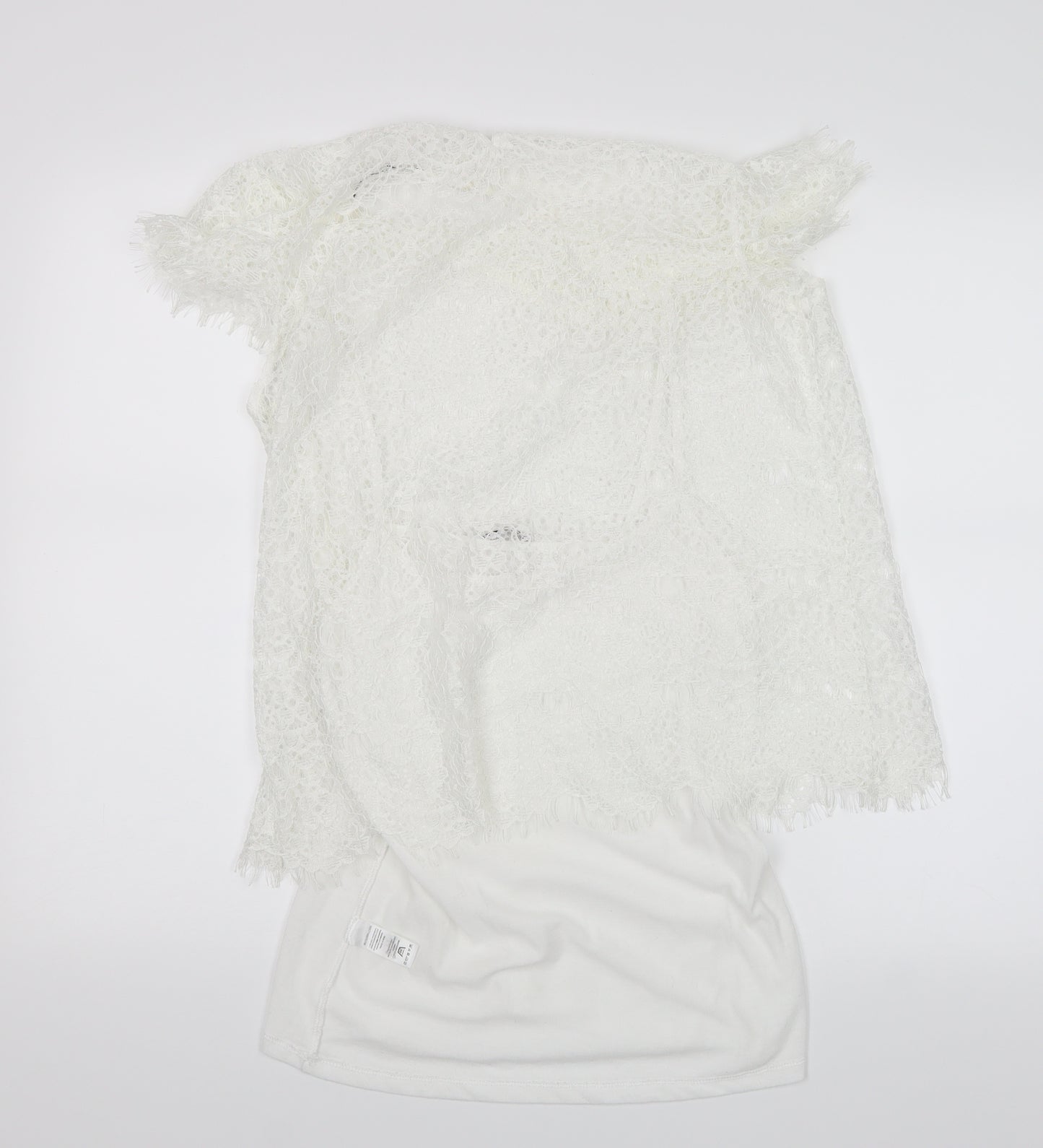 TU Womens White  Lace Basic Blouse Size 12