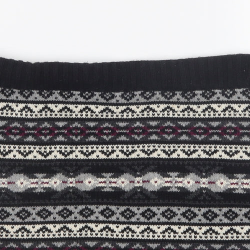 Preworn Girls Black Geometric Knit Straight & Pencil Skirt Size 11-12 Years