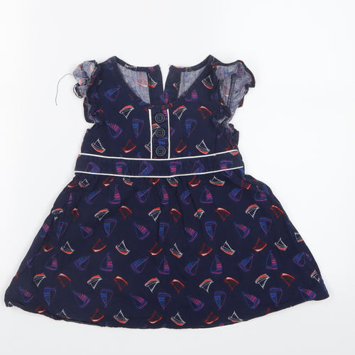 TU Girls Blue Geometric  T-Shirt Dress  Size 6 Years