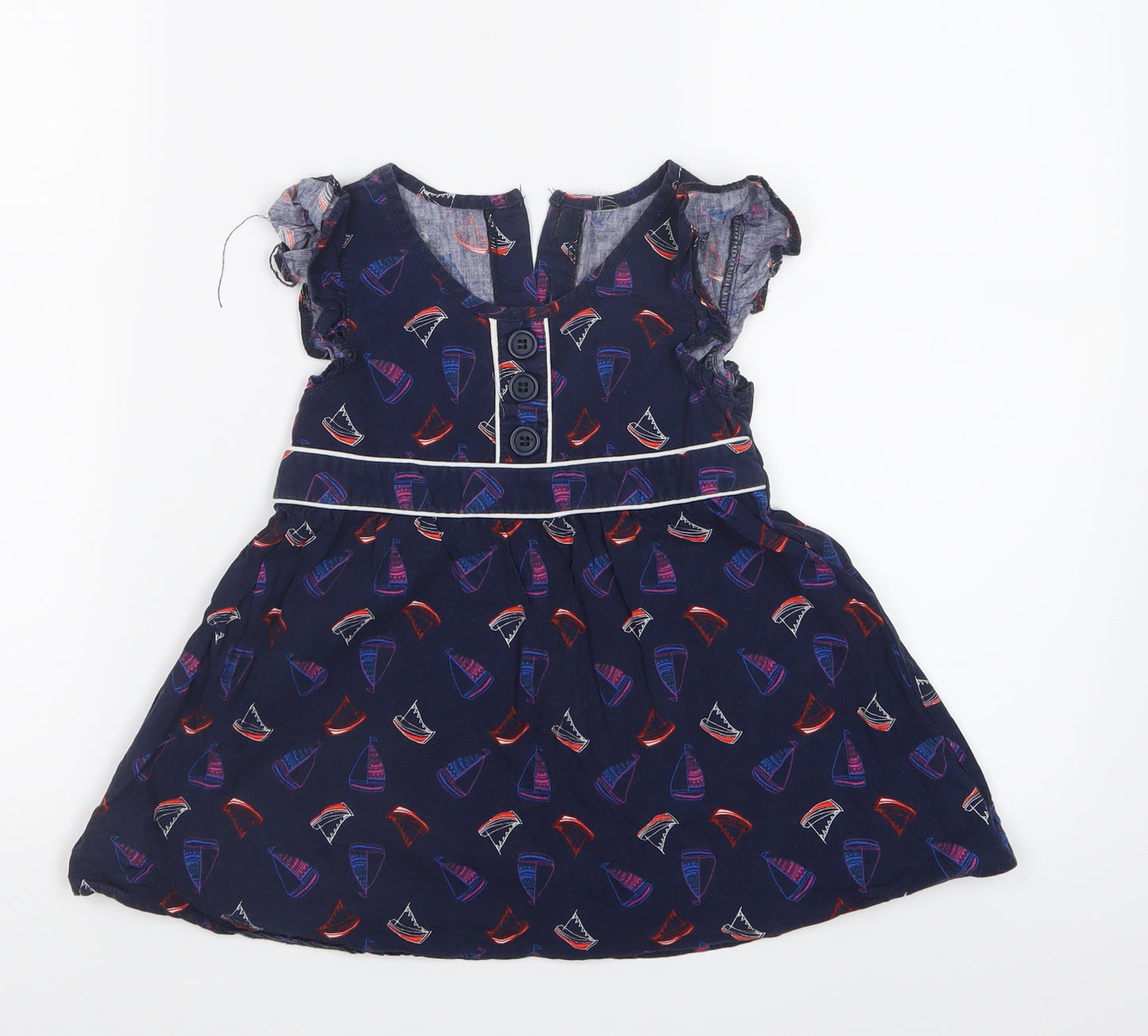 TU Girls Blue Geometric  T-Shirt Dress  Size 6 Years