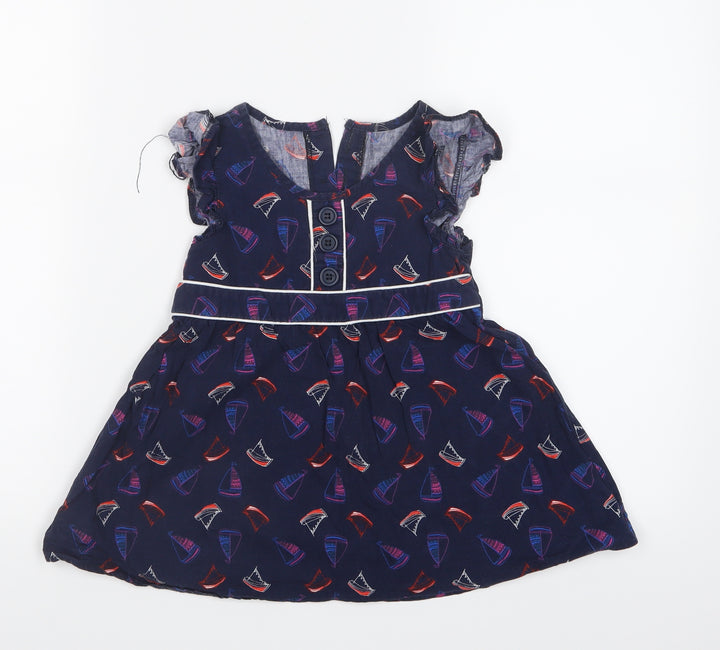 TU Girls Blue Geometric  T-Shirt Dress  Size 6 Years