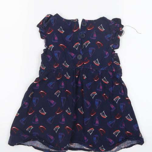 TU Girls Blue Geometric  T-Shirt Dress  Size 6 Years