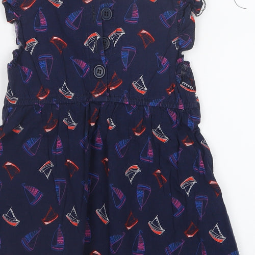 TU Girls Blue Geometric  T-Shirt Dress  Size 6 Years