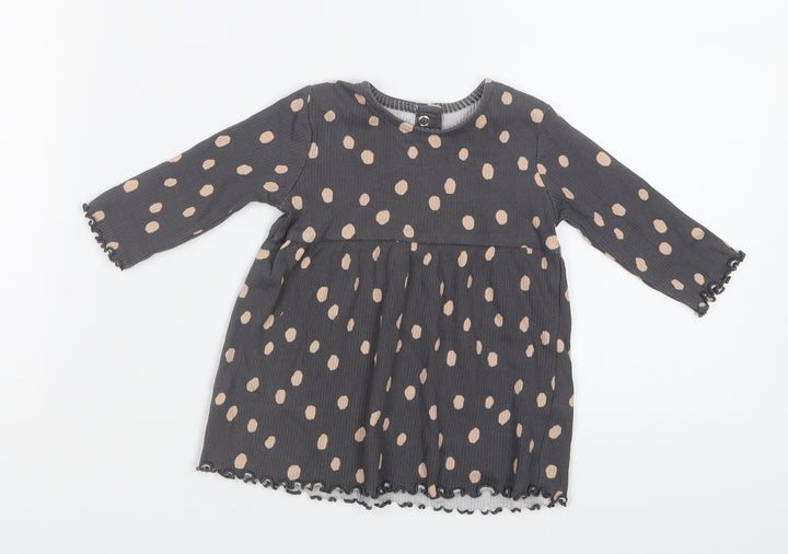 George Girls Grey Polka Dot T-Shirt Dress Size 0-3 Months