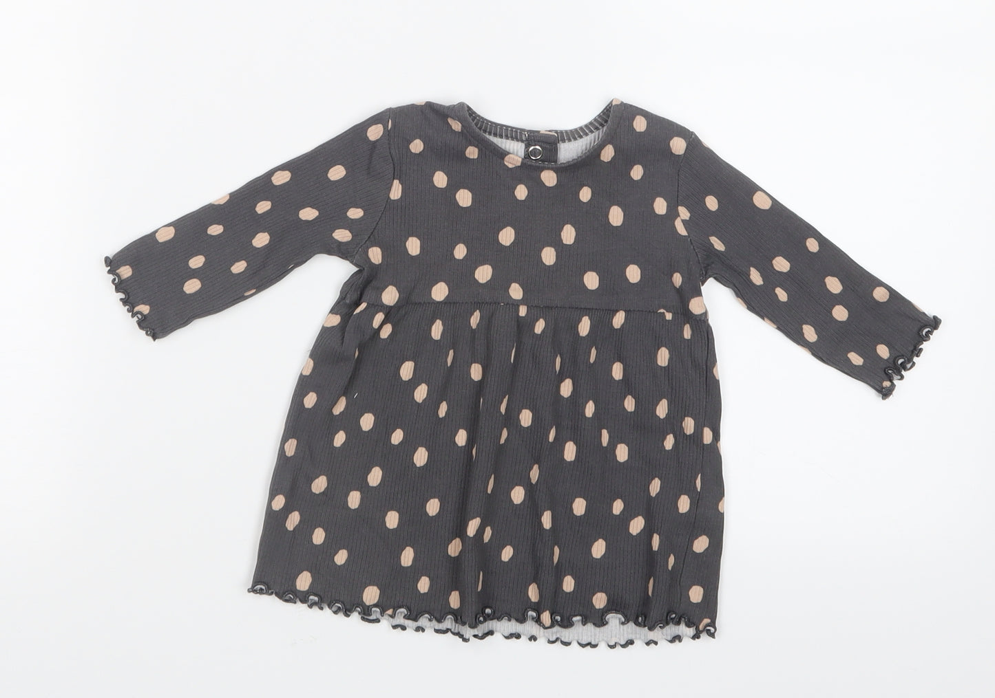 George Girls Grey Polka Dot  T-Shirt Dress  Size 0-3 Months