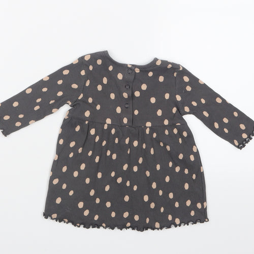 George Girls Grey Polka Dot  T-Shirt Dress  Size 0-3 Months