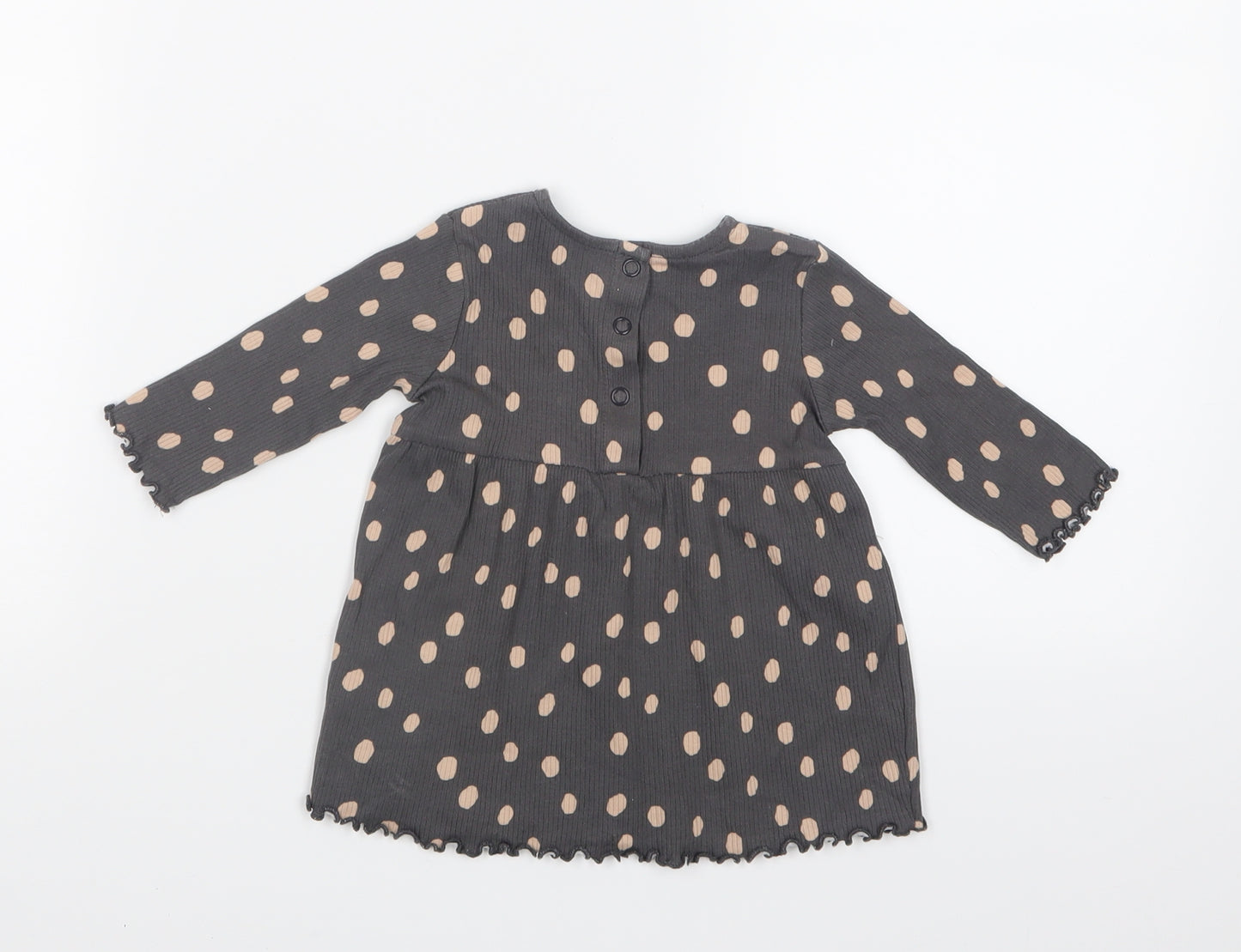 George Girls Grey Polka Dot  T-Shirt Dress  Size 0-3 Months