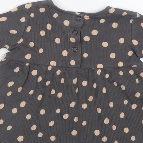 George Girls Grey Polka Dot  T-Shirt Dress  Size 0-3 Months