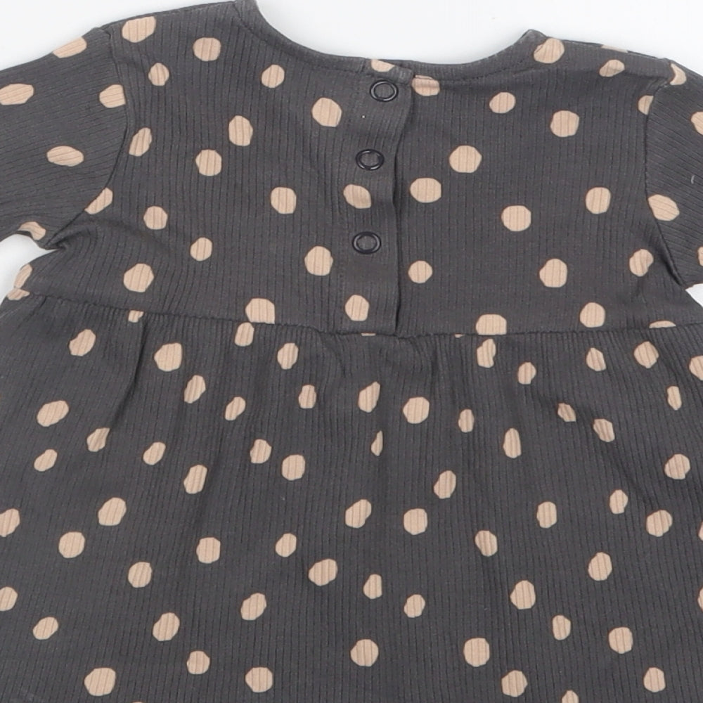 George Girls Grey Polka Dot  T-Shirt Dress  Size 0-3 Months