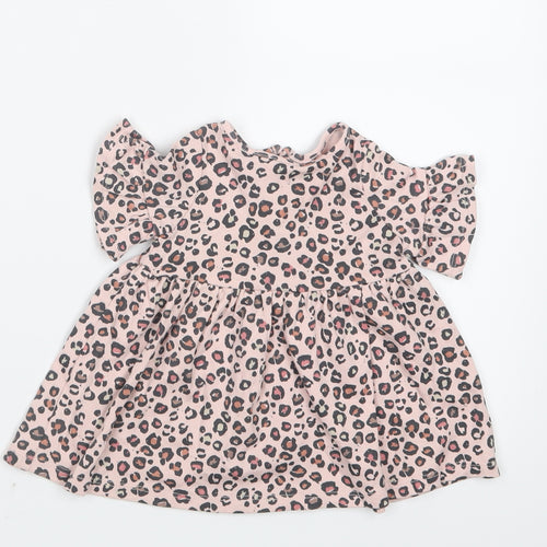 NEXT Girls Pink Animal Print  T-Shirt Dress  Size 0-3 Months
