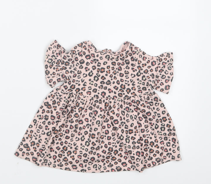 NEXT Girls Pink Animal Print  T-Shirt Dress  Size 0-3 Months