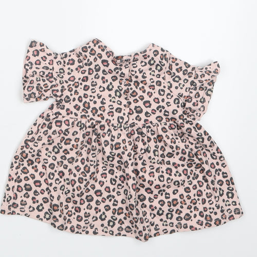 NEXT Girls Pink Animal Print  T-Shirt Dress  Size 0-3 Months