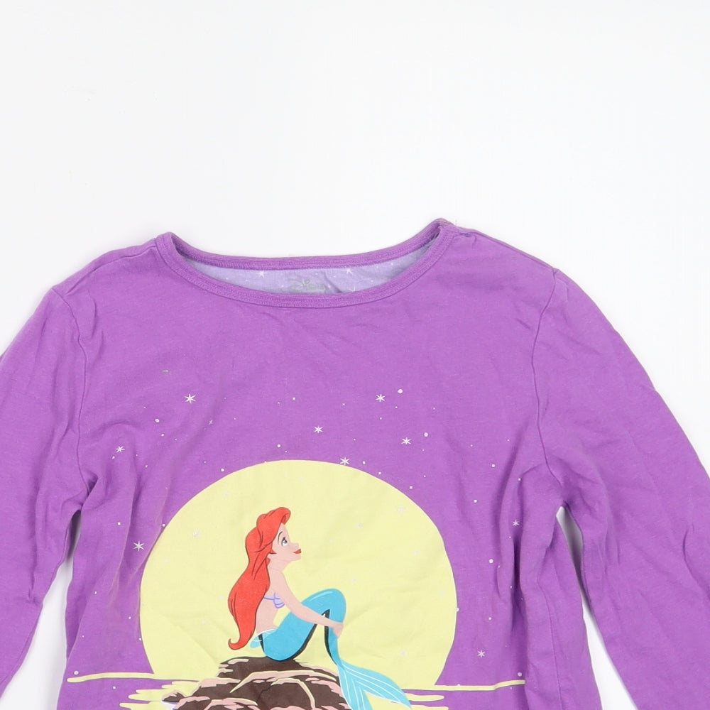 Disney Girls Purple Geometric  Top Pyjama Top Size 5-6 Years  - The Little Mermaid