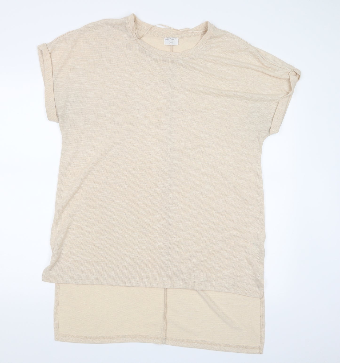 Jeff & Co Womens Ivory   Basic T-Shirt Size 14
