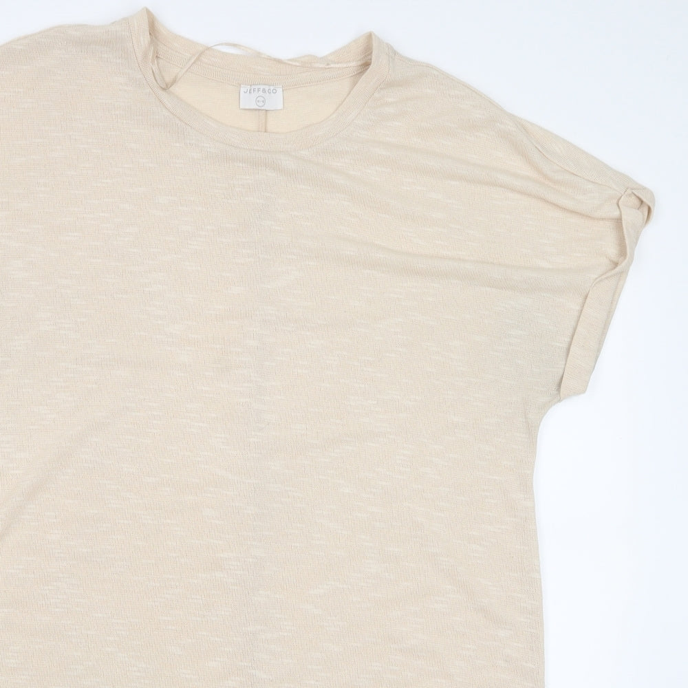 Jeff & Co Womens Ivory   Basic T-Shirt Size 14