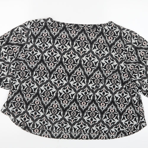 H&M Womens Black Geometric  Basic Blouse Size 12