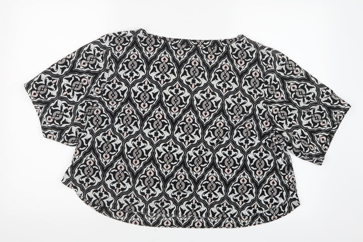 H&M Womens Black Geometric  Basic Blouse Size 12