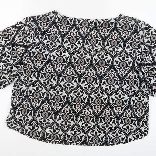 H&M Womens Black Geometric  Basic Blouse Size 12