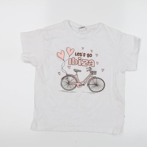 Planet 2000 Girls White   Basic T-Shirt Size 10 Years