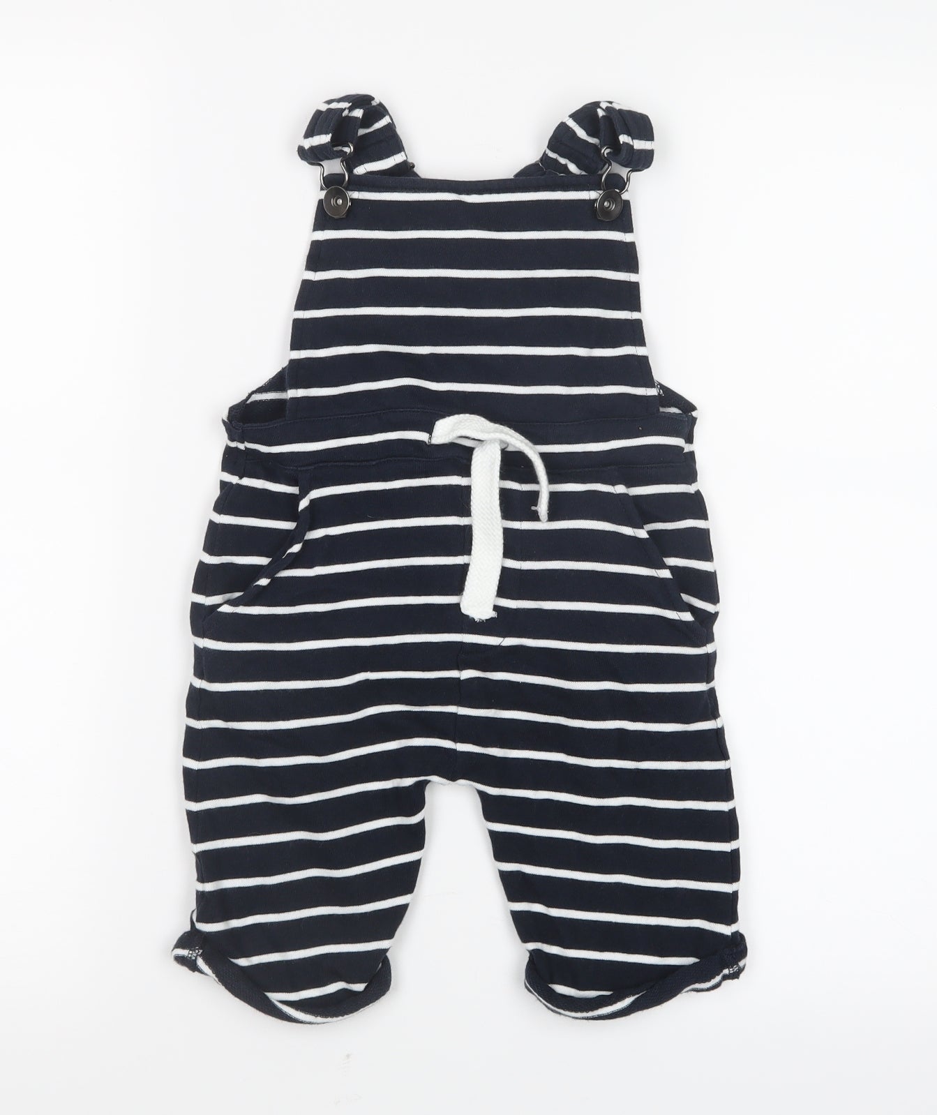 NEXT Girls White Striped  Dungaree One-Piece Size 2-3 Years