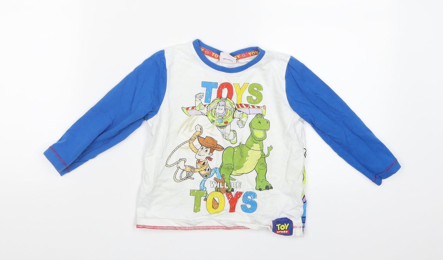 TU Boys White Geometric   Pyjama Top Size 2-3 Years  - Toy Story