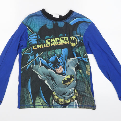 Preworn Boys Blue Geometric   Pyjama Top Size 9-10 Years  - Batman