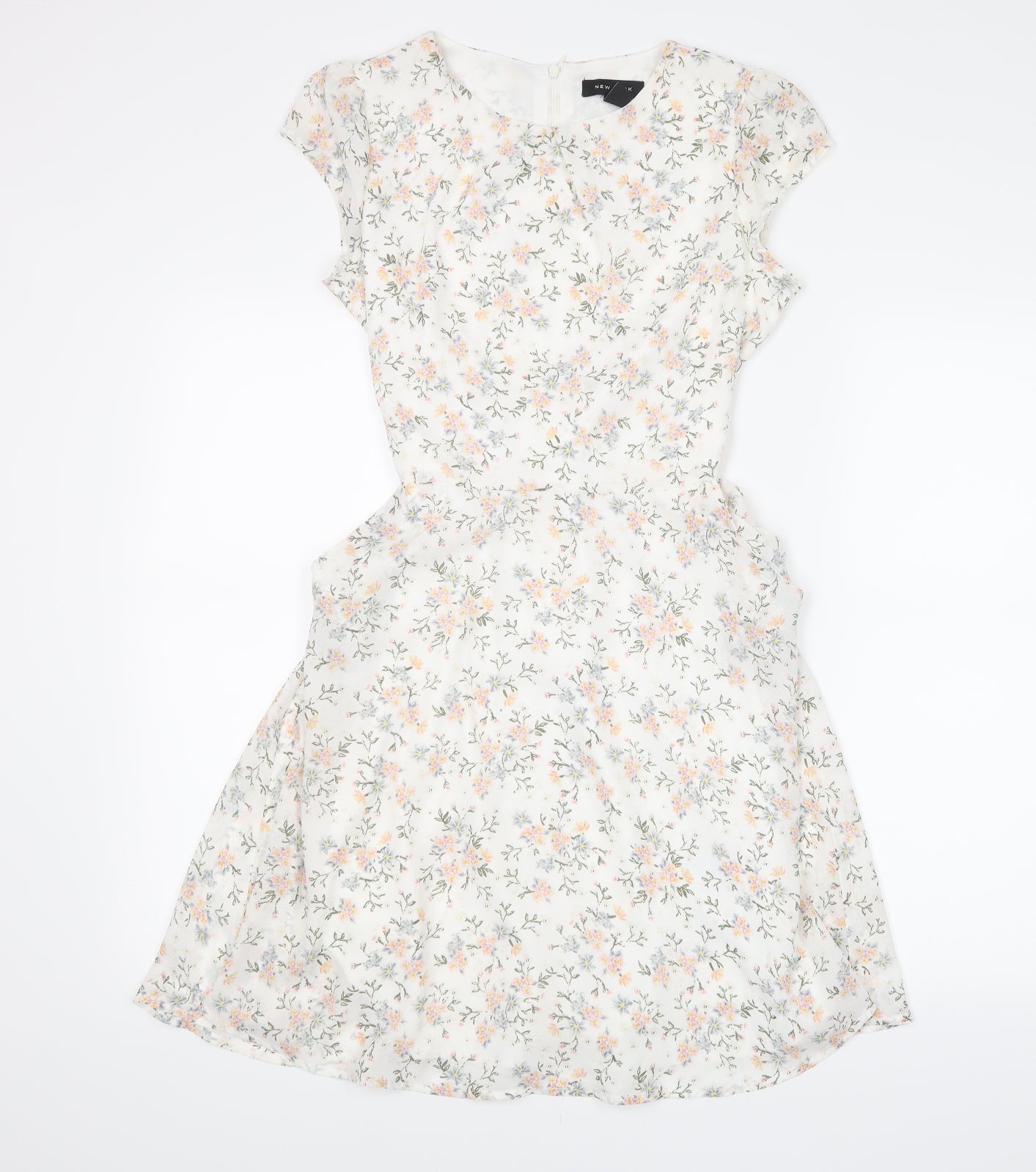 New Look Womens White Floral  T-Shirt Dress  Size 8