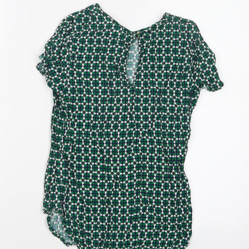 H&M Womens Green Geometric  Basic T-Shirt Size 4