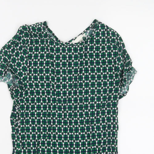 H&M Womens Green Geometric  Basic T-Shirt Size 4