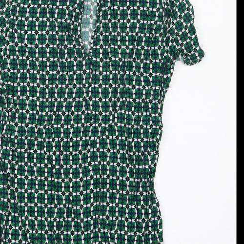H&M Womens Green Geometric  Basic T-Shirt Size 4