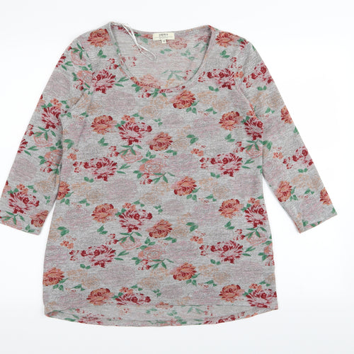 Papaya Womens Grey Floral  Basic T-Shirt Size 10