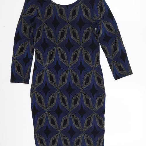 Primark Womens Multicoloured Argyle/Diamond  Pencil Dress  Size 10