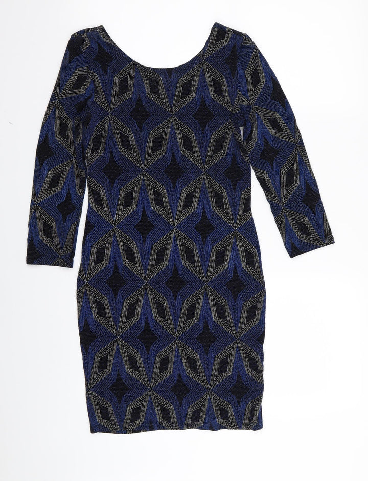Primark Womens Multicoloured Argyle/Diamond Pencil Dress Size 10