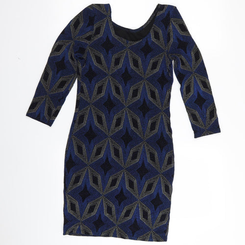 Primark Womens Multicoloured Argyle/Diamond  Pencil Dress  Size 10