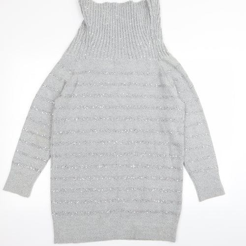 Wallis Womens Grey Striped  Pullover Jumper Size M