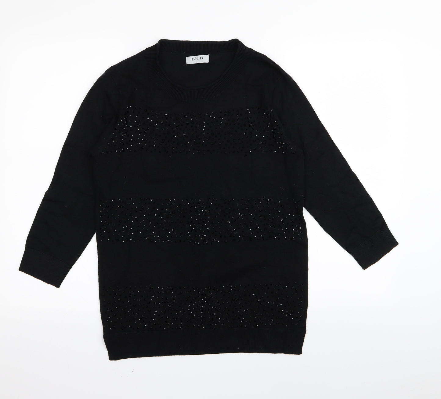 Soon Womens Black   Pullover Jumper Size 12