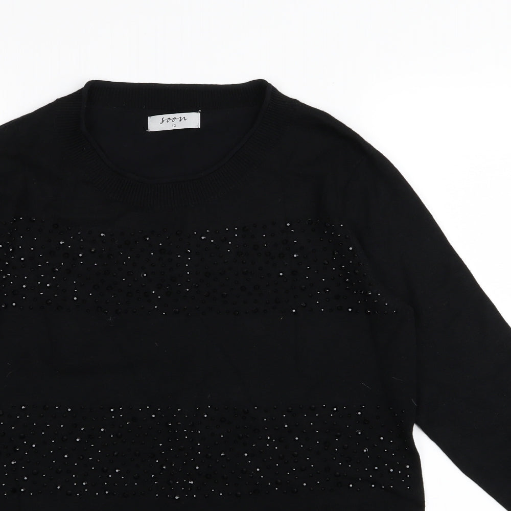 Soon Womens Black   Pullover Jumper Size 12