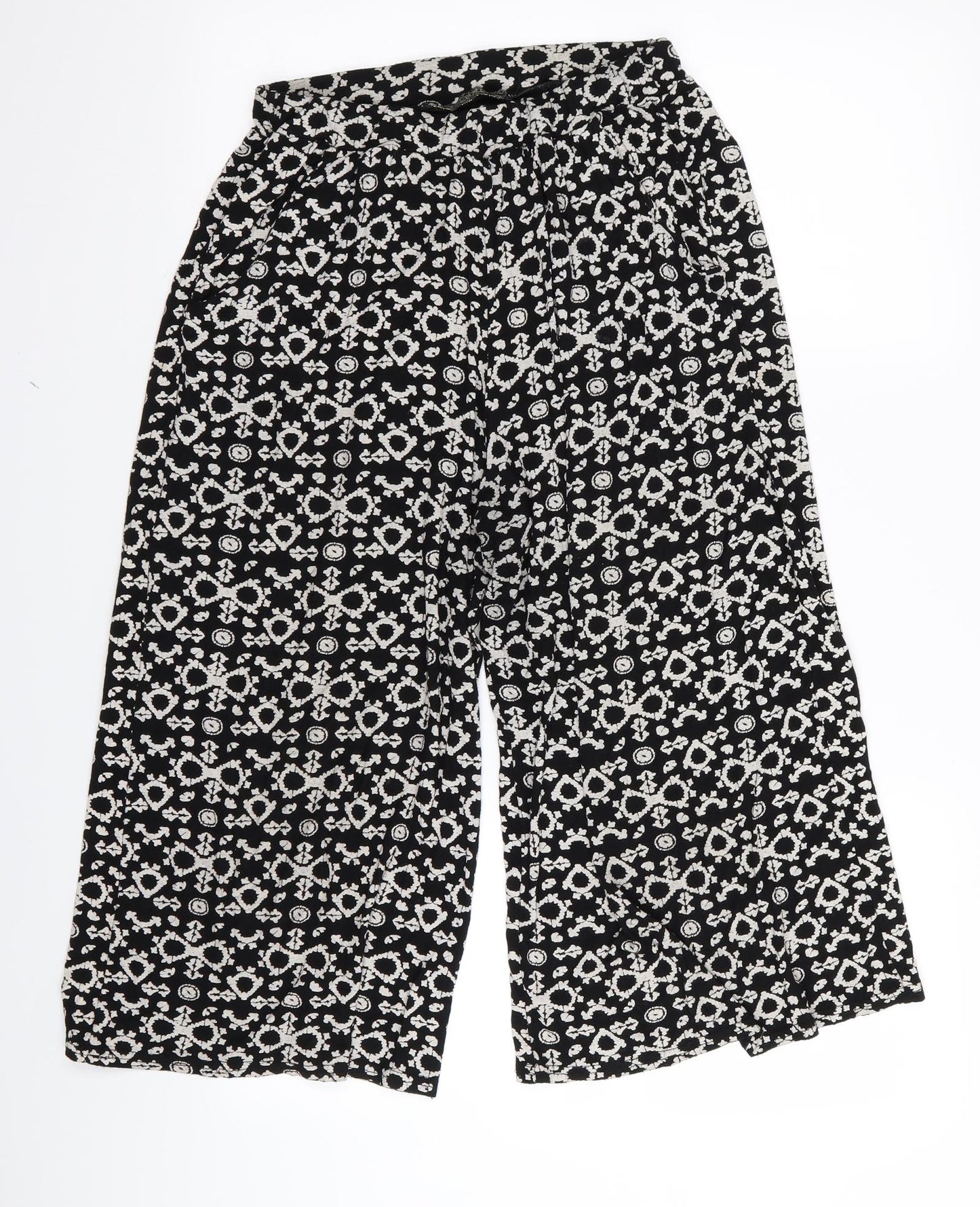 QED London Womens Black Geometric  Capri Trousers Size M L20 in - Stretch waistband
