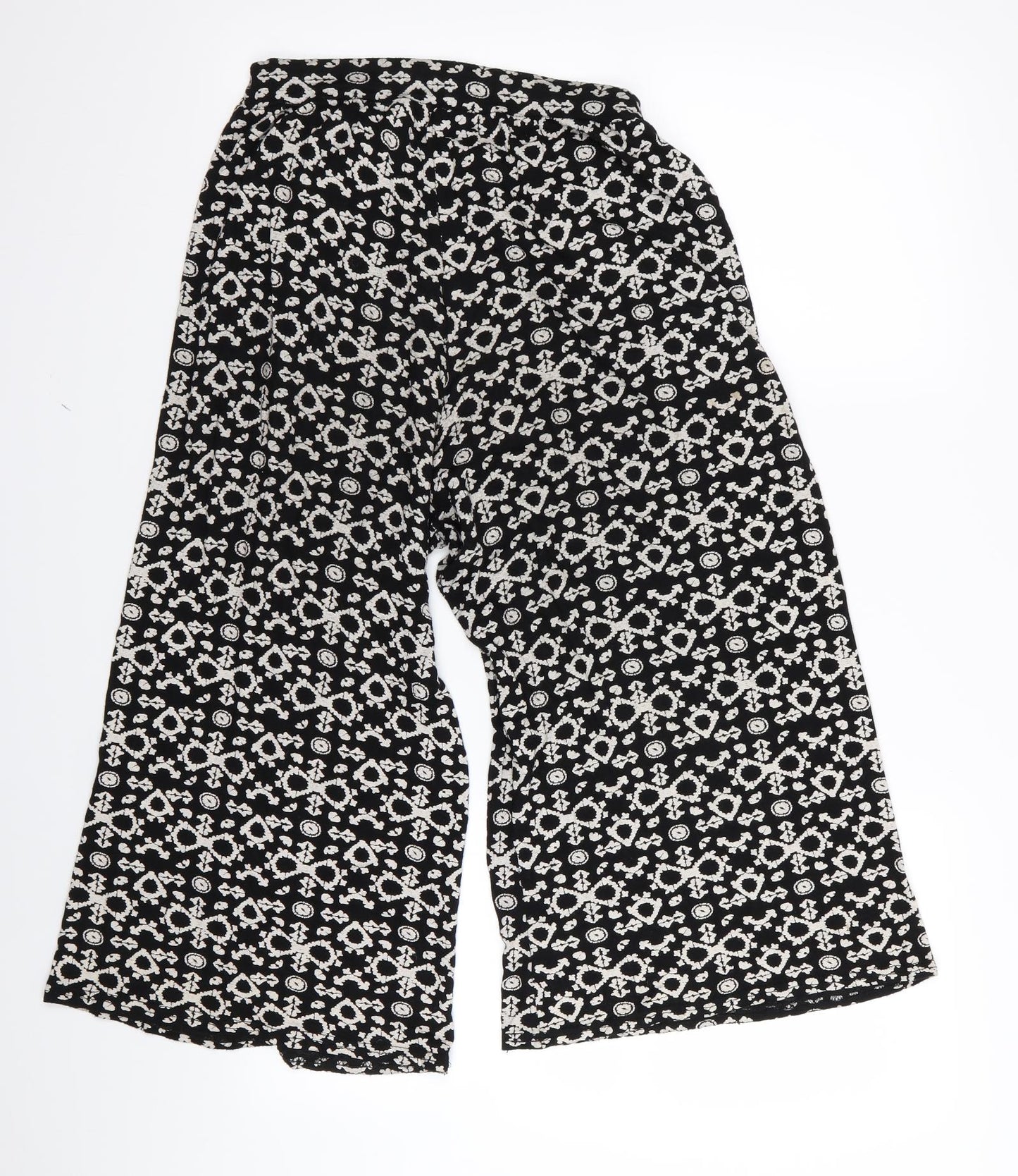 QED London Womens Black Geometric  Capri Trousers Size M L20 in - Stretch waistband