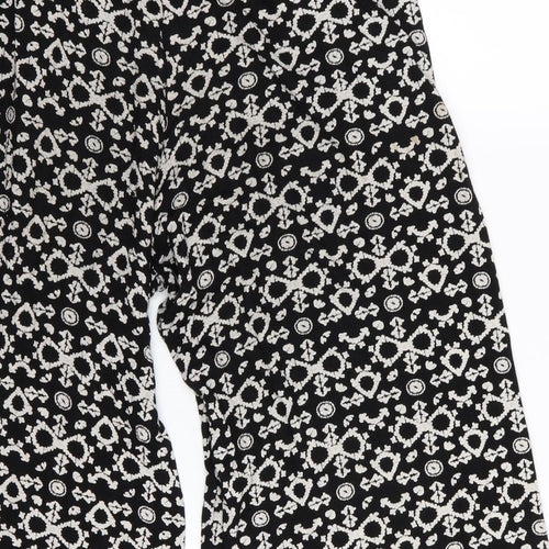 QED London Womens Black Geometric  Capri Trousers Size M L20 in - Stretch waistband