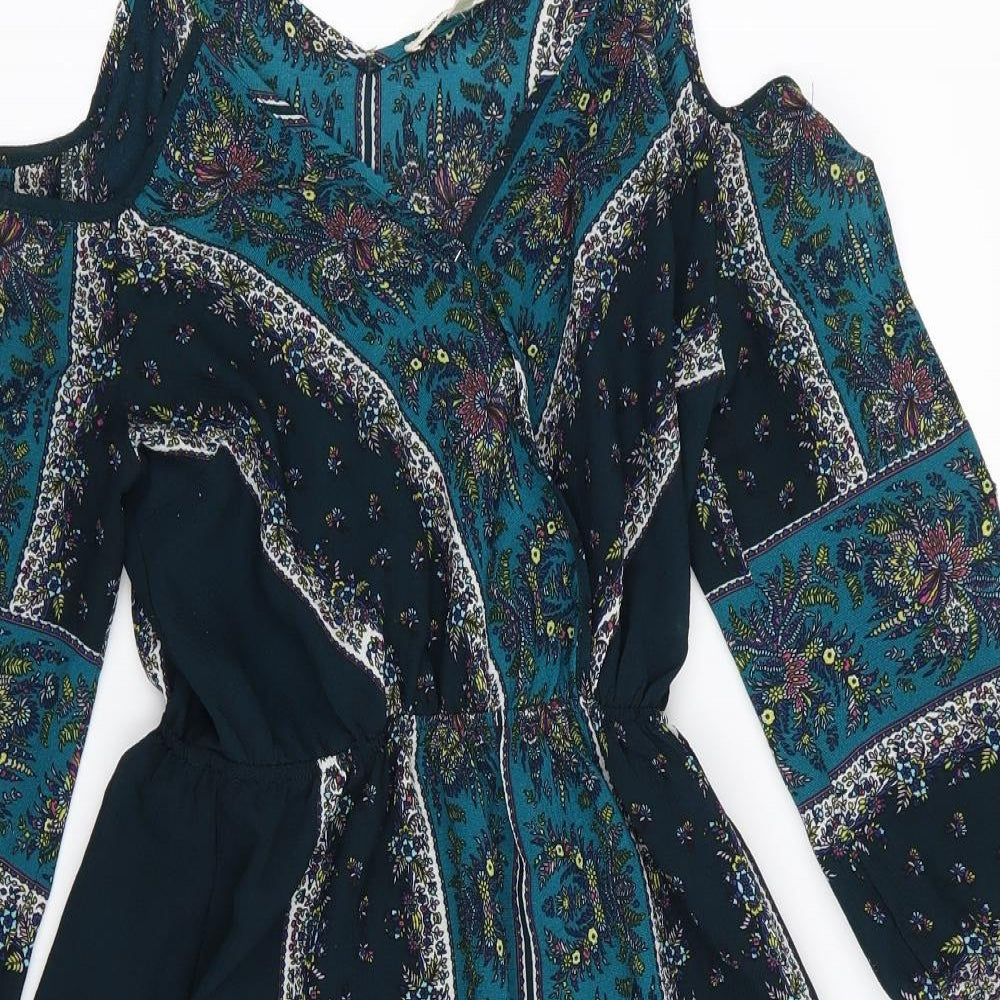 Monteau Womens Green Geometric  Fit & Flare  Size S